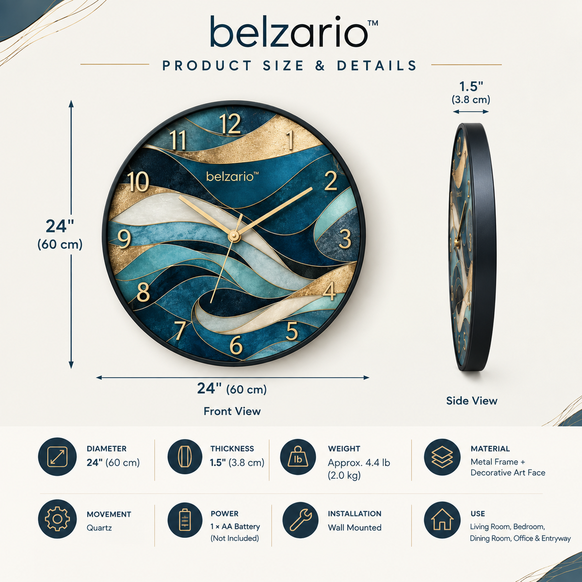 belzario™ Contemporary Statement Wall Clock