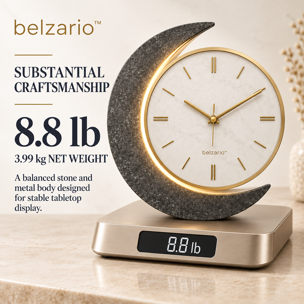 belzario™ LUNARA™ Modern Sculptural Wall Clock – Natural Stone Statement Decor