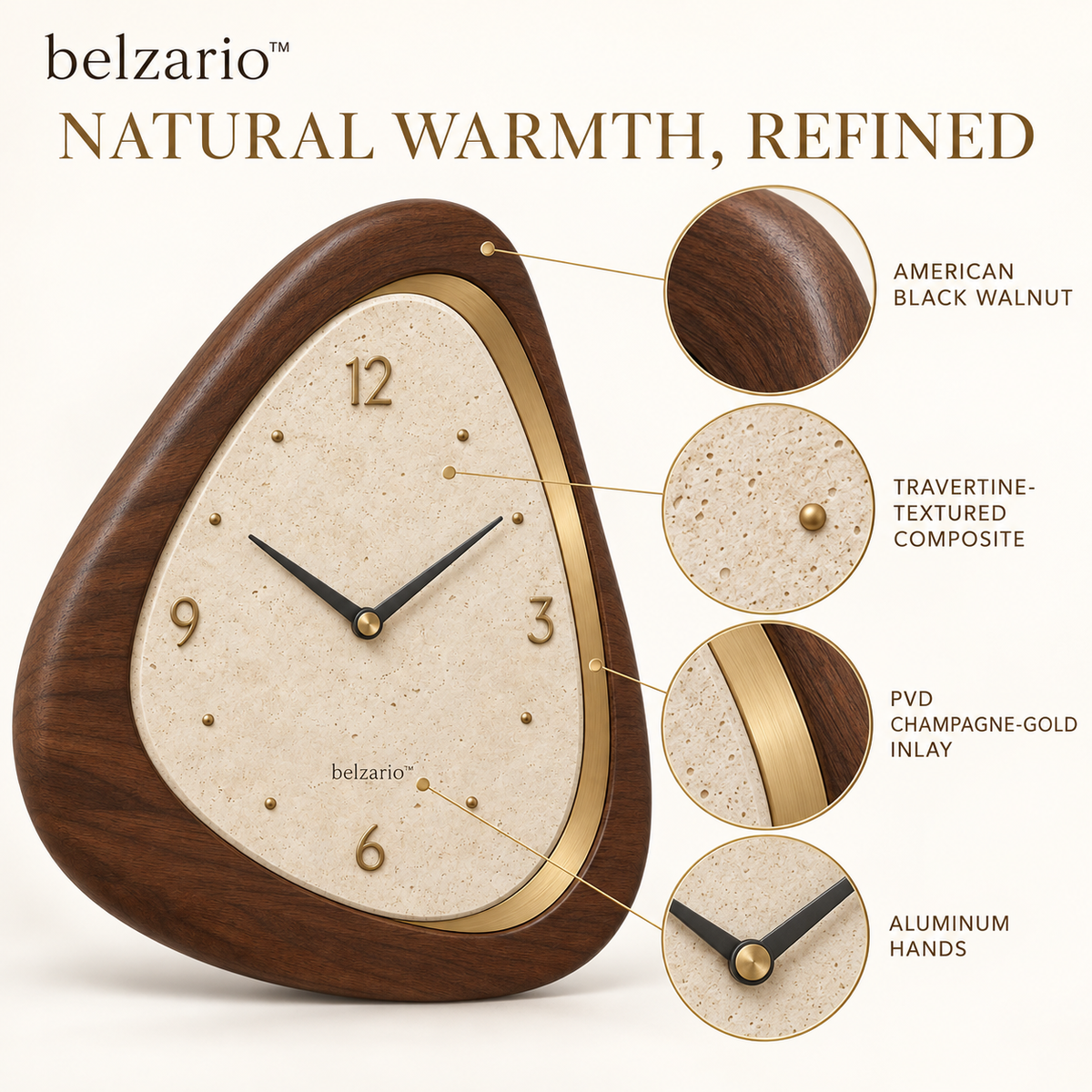 belzario™ Contemporary Wooden Accent Clock