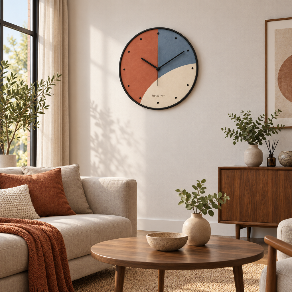 belzario™ Modern Abstract Art Wall Clock – Contemporary Decorative Wall Accent