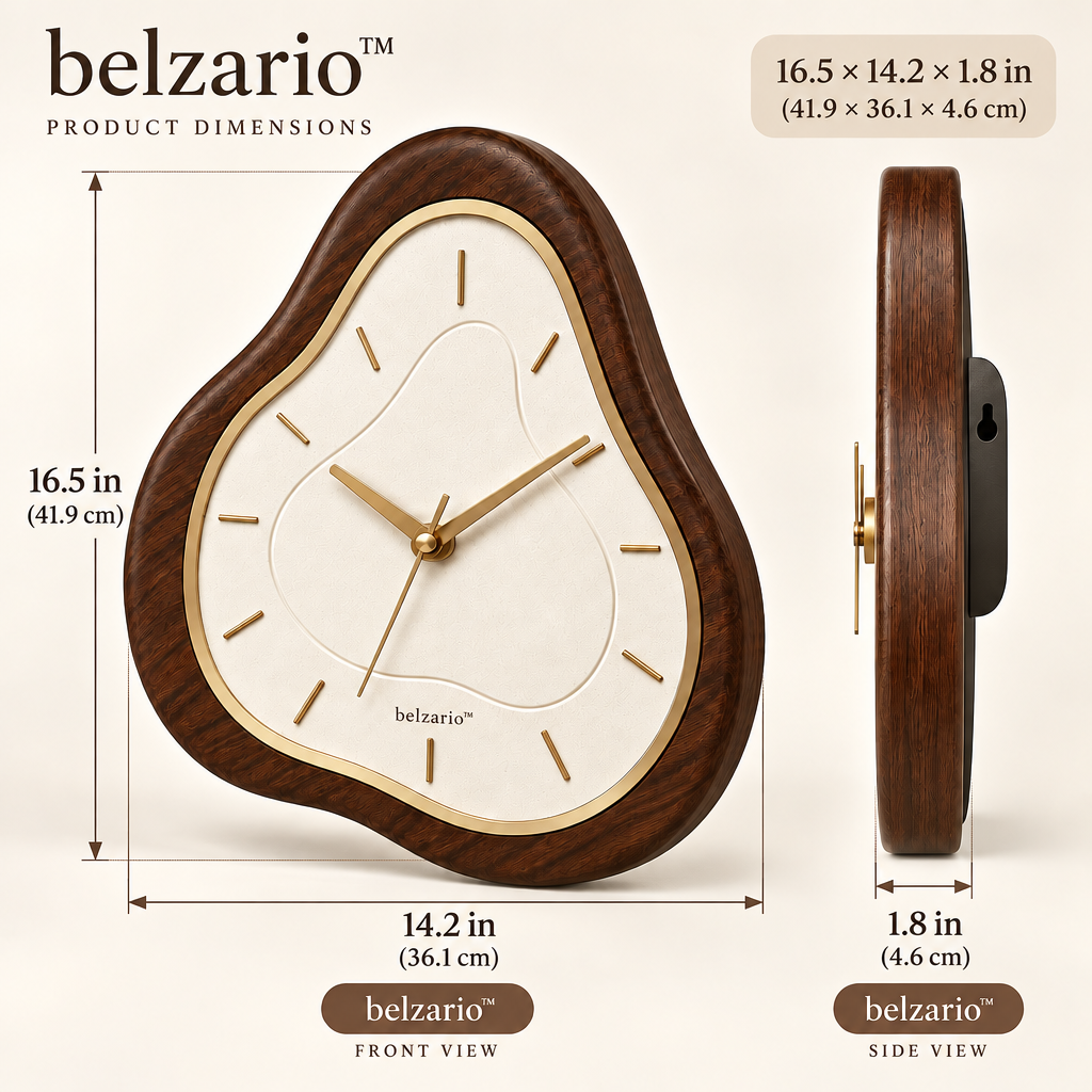 belzario™ Sculptural Artistic Wall Clock – Modern Organic Wood-Inspired Decor