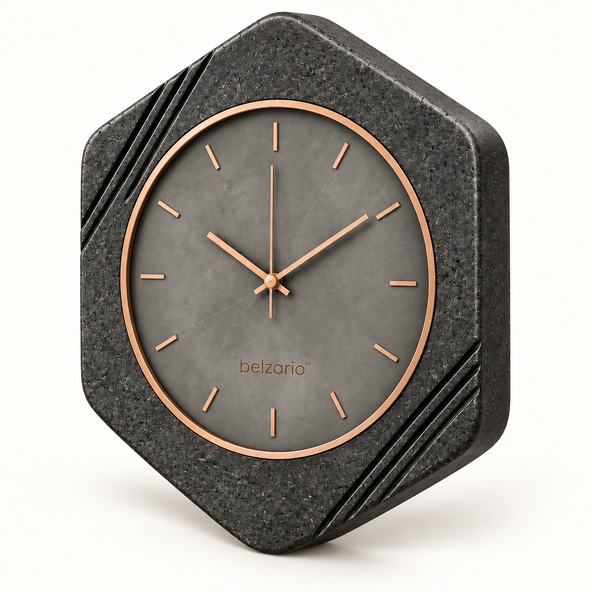 belzario™ Sculptural Stone-Textured Geometric Wall Clock