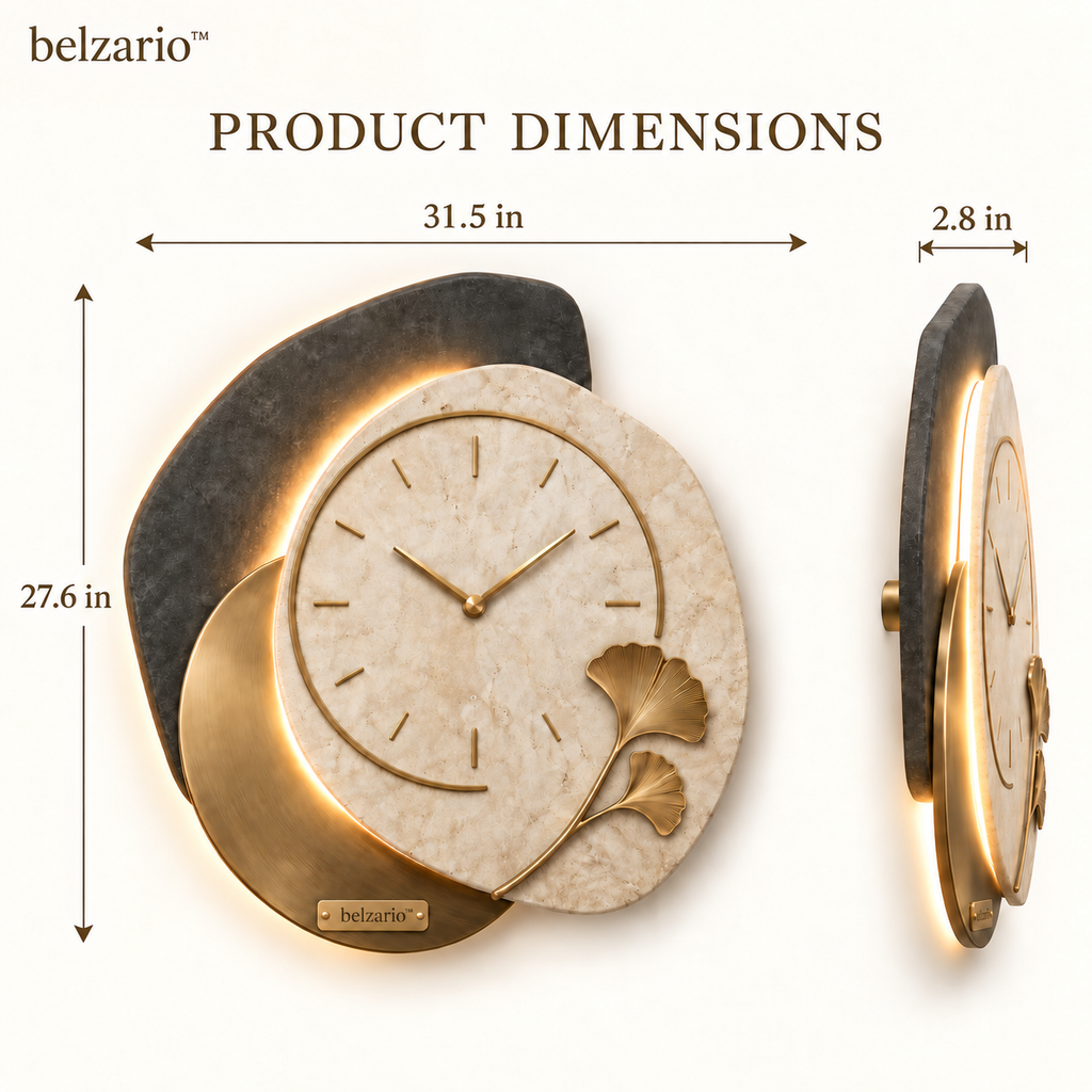 belzario™ Modern Sculptural LED Wall Clock with Warm Backlight