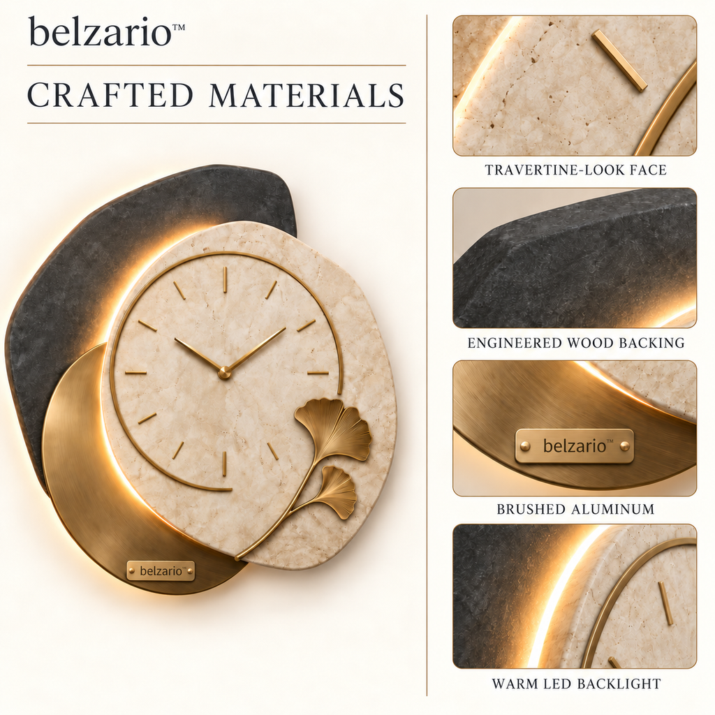 belzario™ Modern Sculptural LED Wall Clock with Warm Backlight