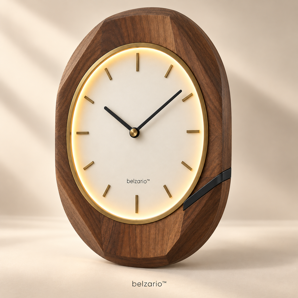 belzario™ Arvella Illuminated Walnut Wall Clock