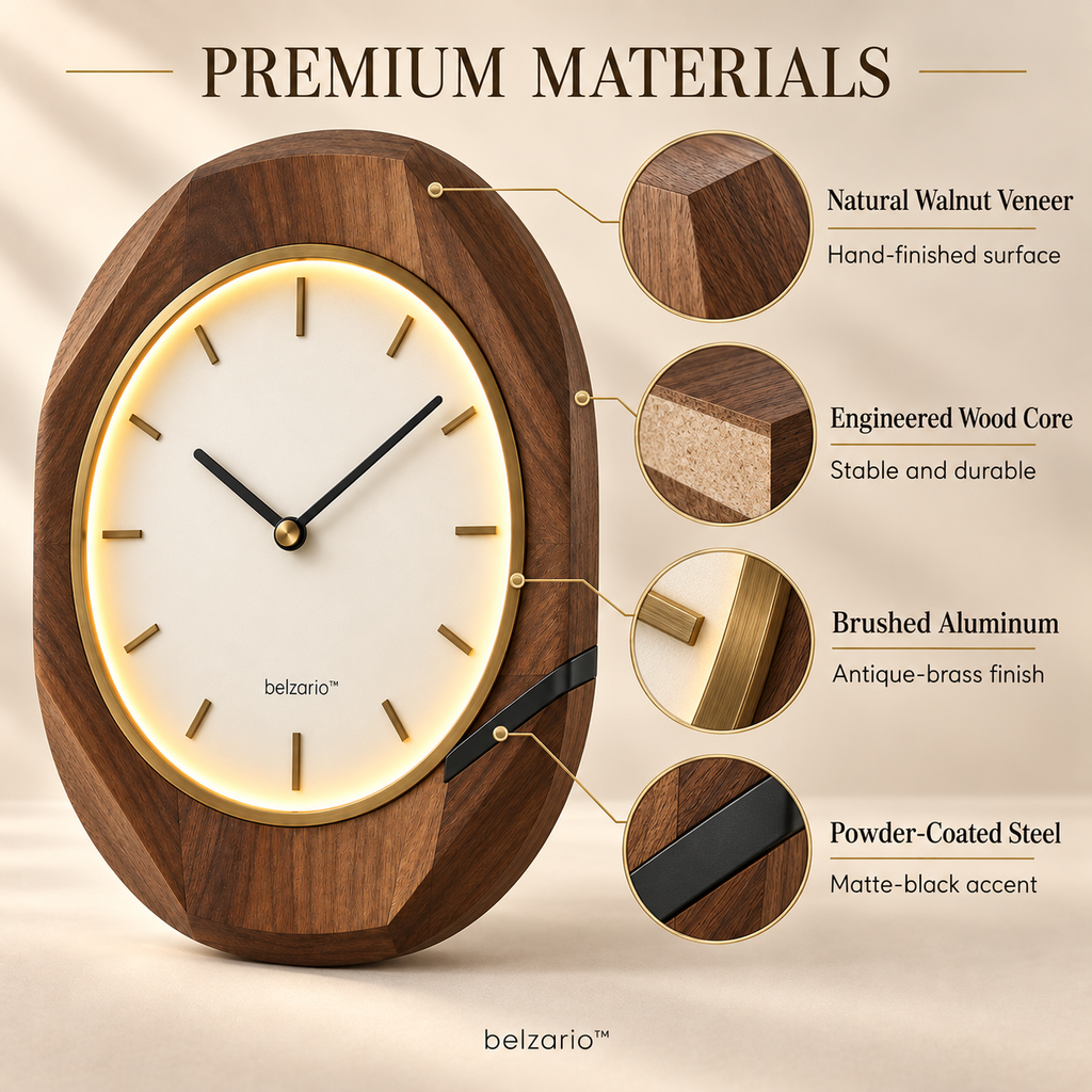 belzario™ Arvella Illuminated Walnut Wall Clock