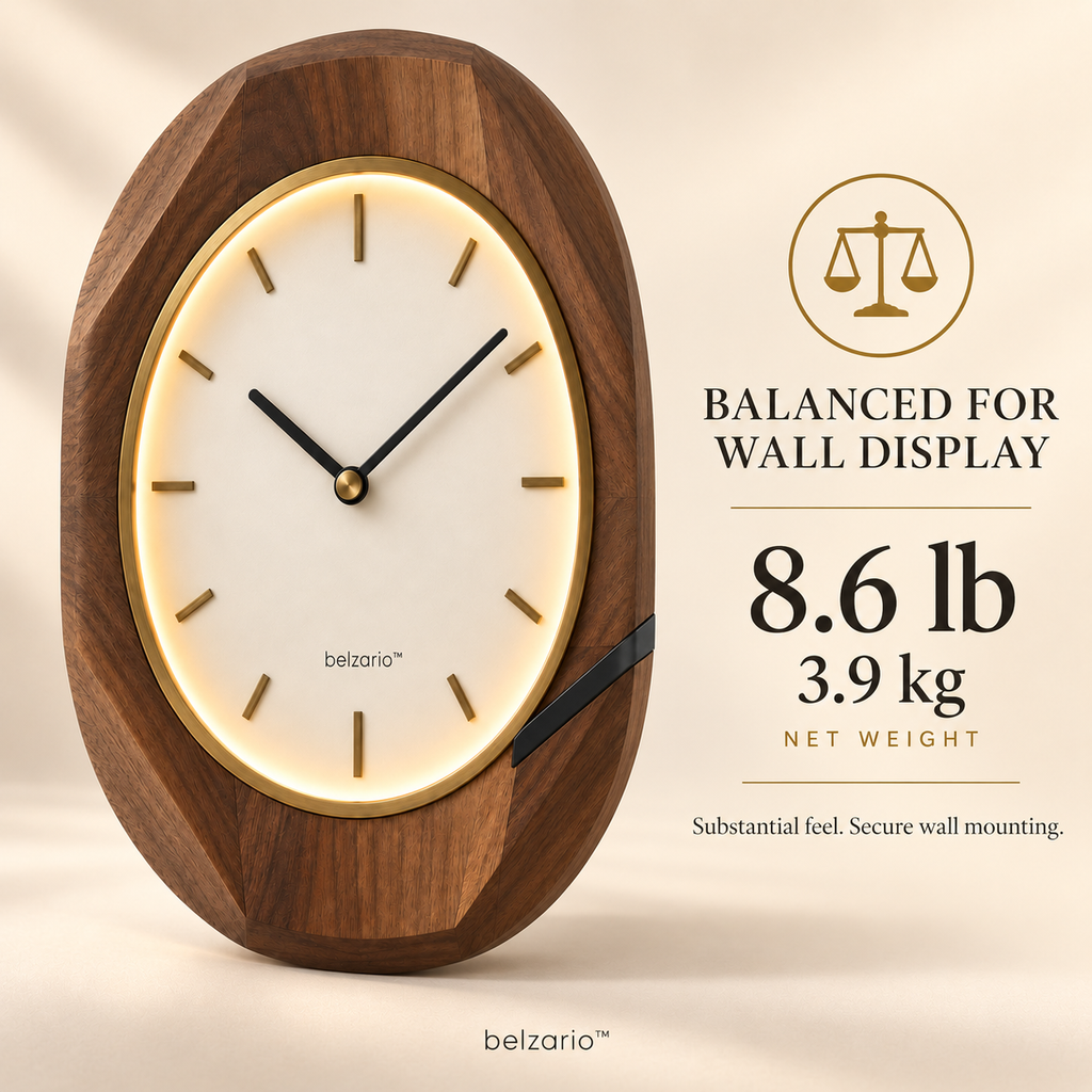 belzario™ Arvella Illuminated Walnut Wall Clock
