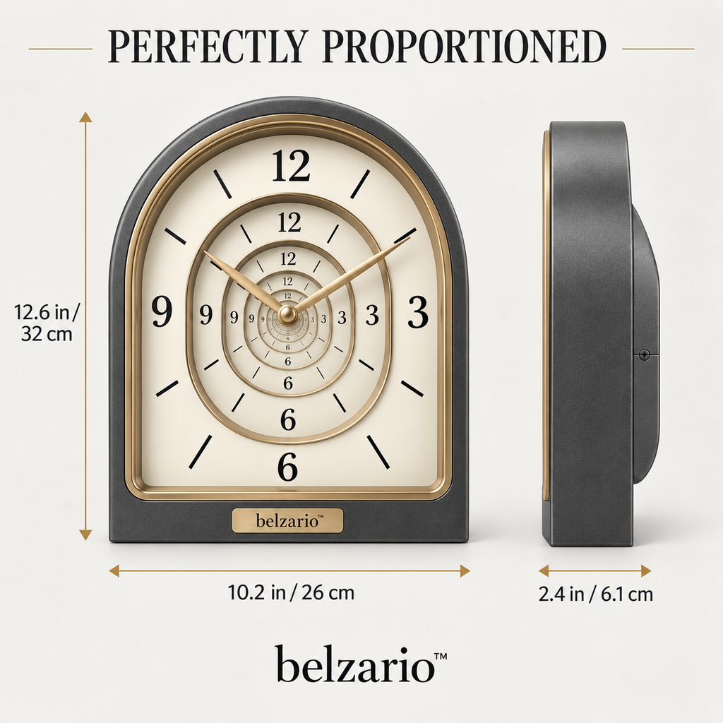 belzario™ Arc Halo Infinity Table Clock – Modern Sculptural Desk & Mantel Décor