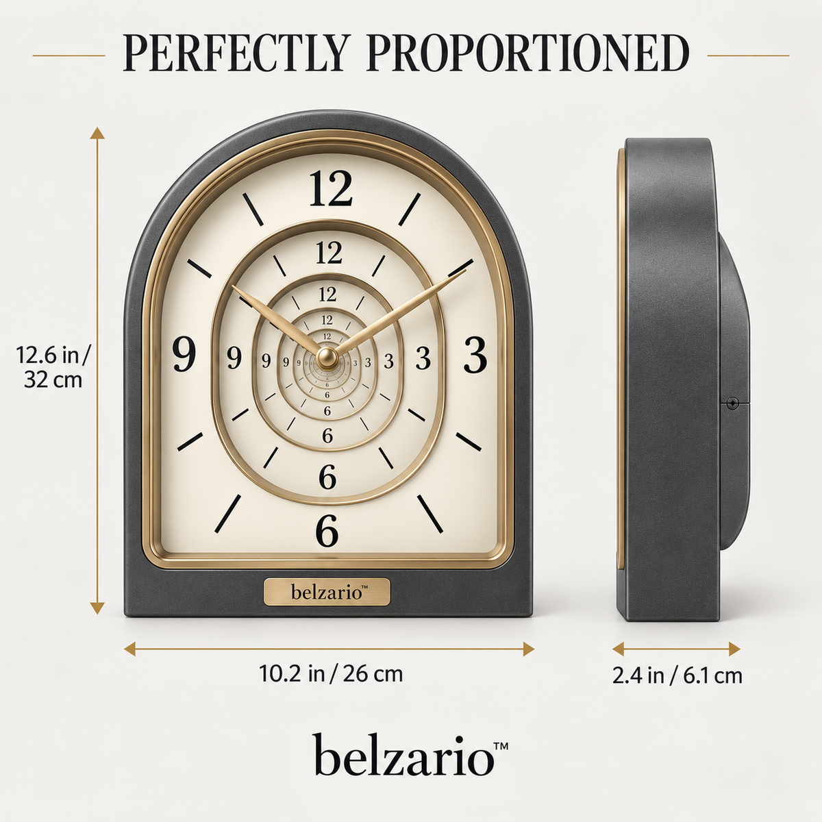 belzario™ Arc Halo Infinity Table Clock – Modern Sculptural Desk & Mantel Décor