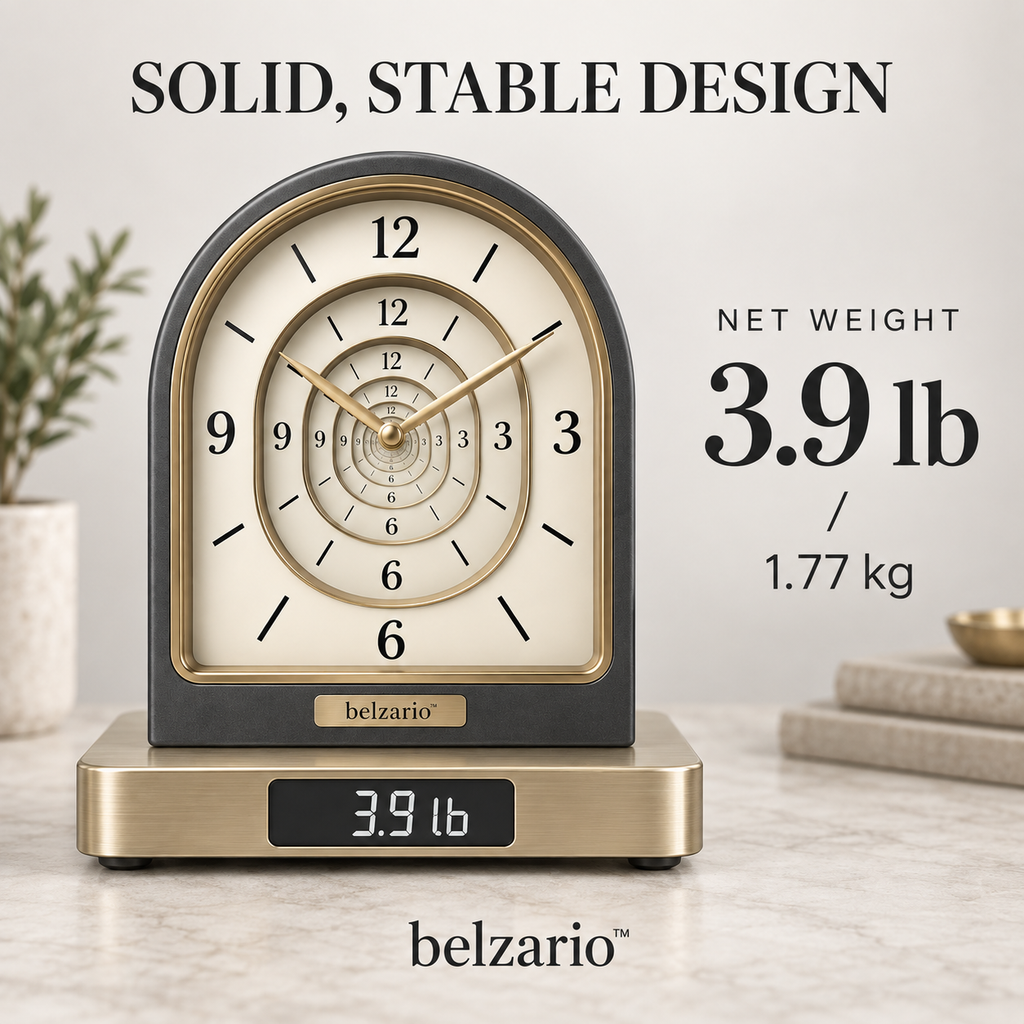 belzario™ Arc Halo Infinity Table Clock – Modern Sculptural Desk & Mantel Décor