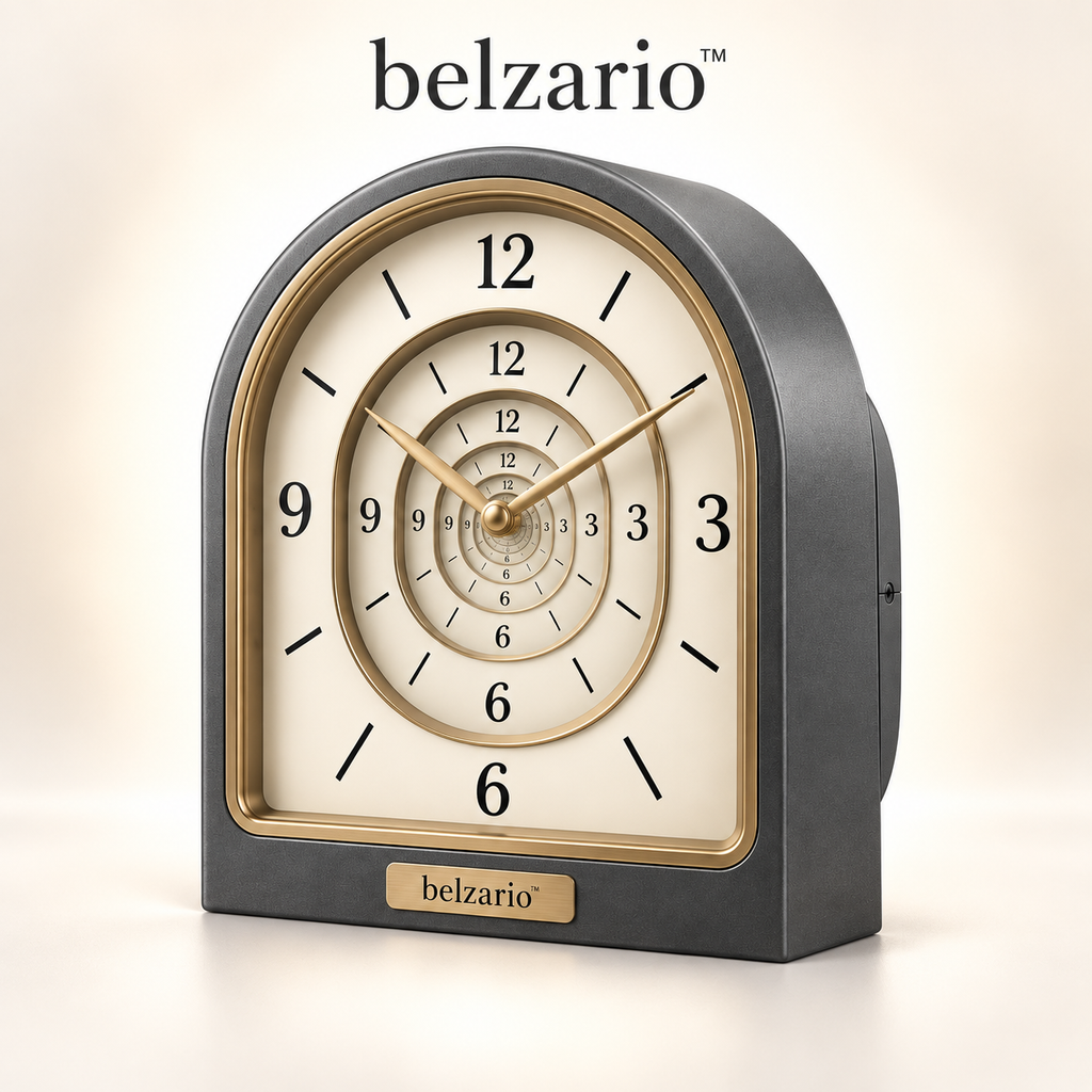 belzario™ Arc Halo Infinity Table Clock – Modern Sculptural Desk & Mantel Décor