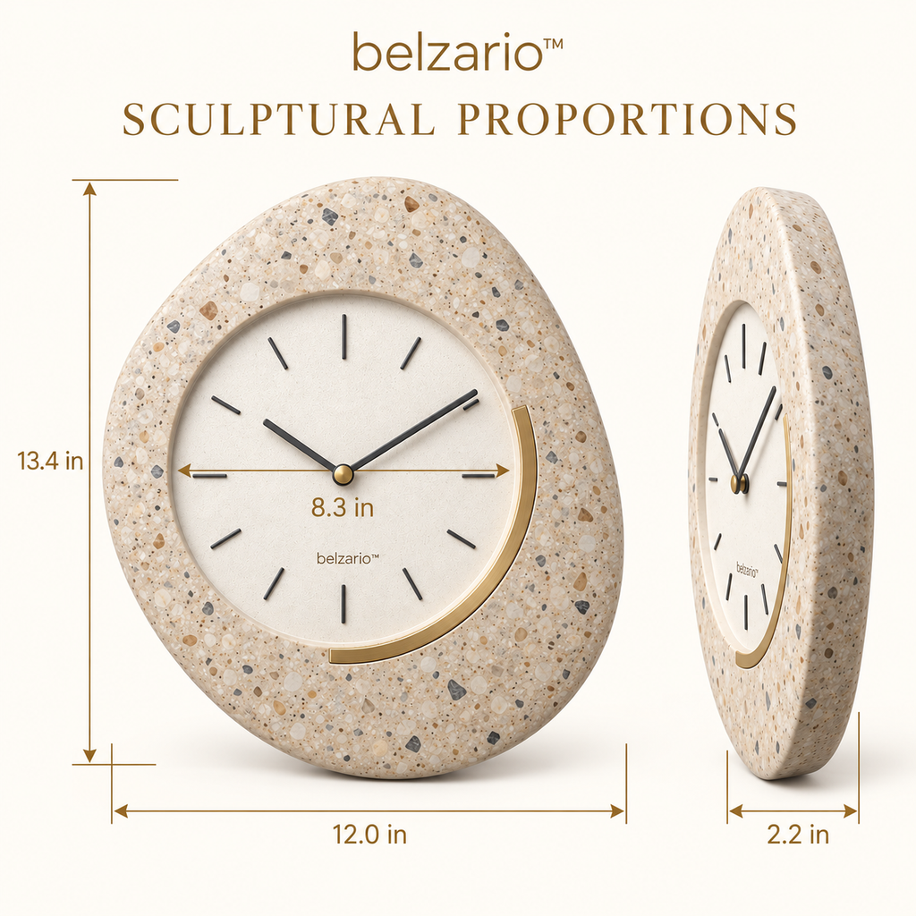 belzario™ Terralune Sculptural Terrazzo Wall Clock