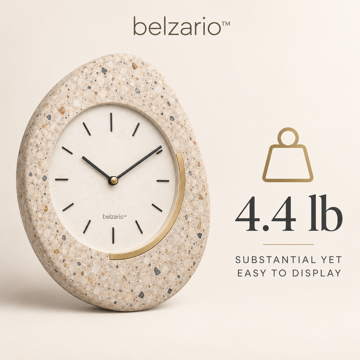 belzario™ Terralune Sculptural Terrazzo Wall Clock