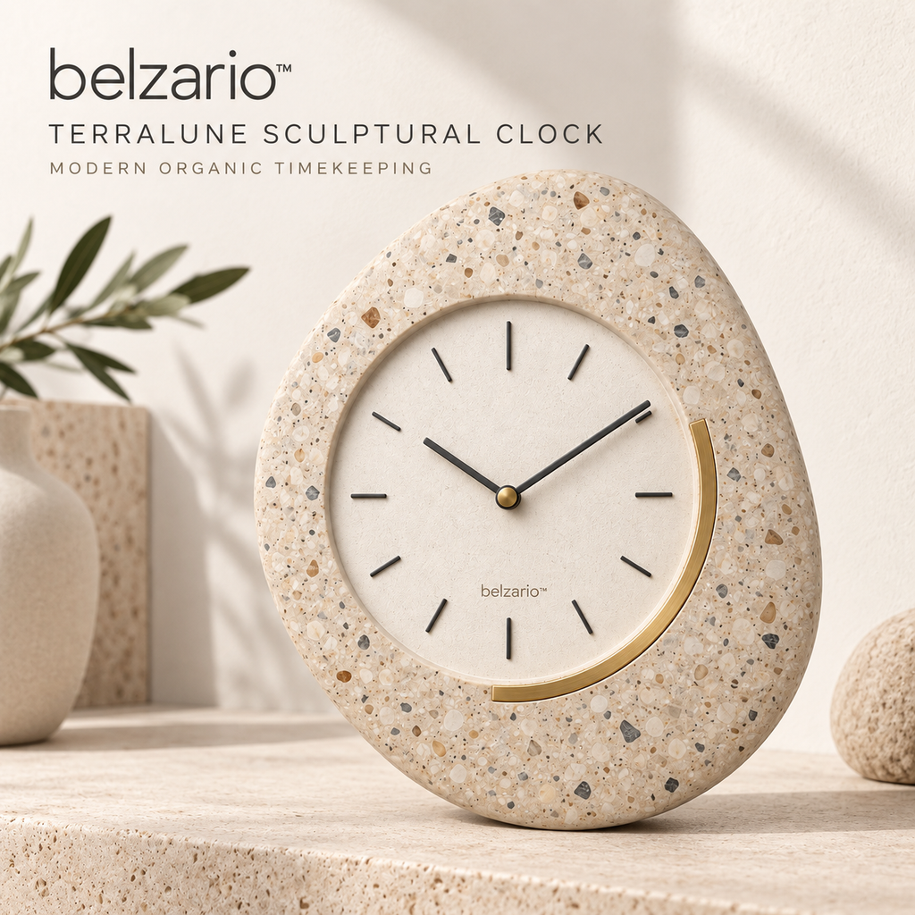 belzario™ Terralune Sculptural Terrazzo Wall Clock