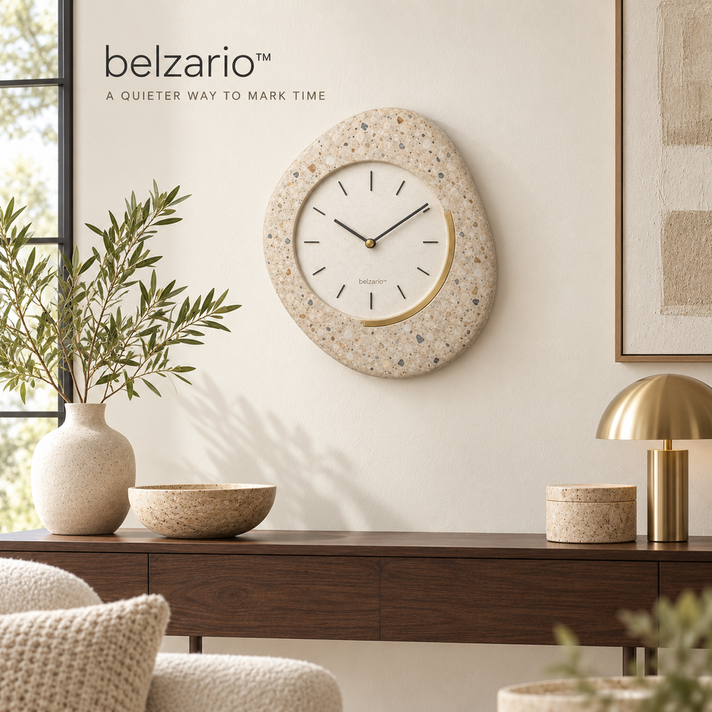 belzario™ Terralune Sculptural Terrazzo Wall Clock