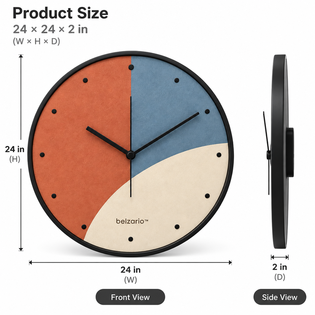 belzario™ Modern Abstract Art Wall Clock – Contemporary Decorative Wall Accent