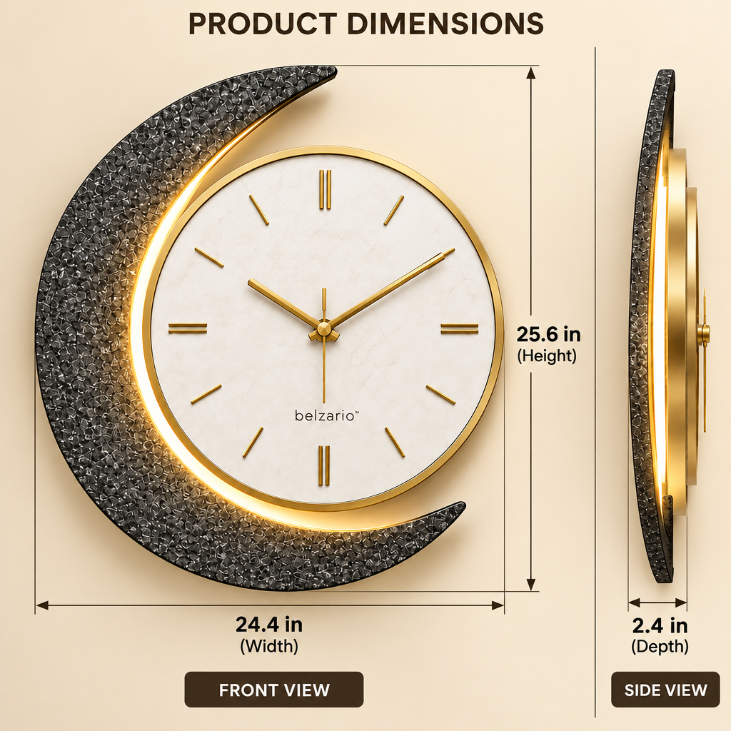 belzario™ LUNARA™ Modern Sculptural Wall Clock – Natural Stone Statement Decor